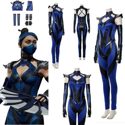 Game Mortal Kombat 11 Kitana Cosplay Costume Full Set Tops+Pants Halloween Party