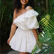 Rhode x Target One Shoulder Mini Dress Women Plus 1X White Cottagecore Coastal