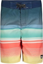 NEW Quiksilver Boys Boardshorts Stripe UPF 50 Quick Dry Swim Shorts Size 12 26