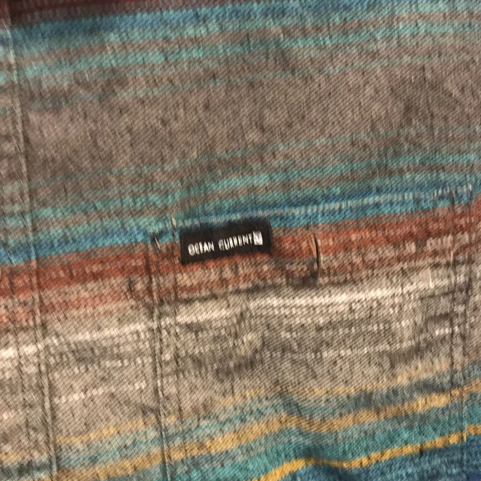 Ocean Current 男式条纹编织纽扣衬衫 S 码冲浪风格沿海 — 第 4/4 张图片