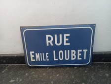 VINTAGE ORIGINAL FRENCH ENAMEL STREET ROAD SIGN  RUE EMILE LOUBET 40 CM X 26 CM 