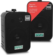 Pyle Home Dual Waterproof Outdoor Speaker System - 5.25" Pair Black PDWR40B