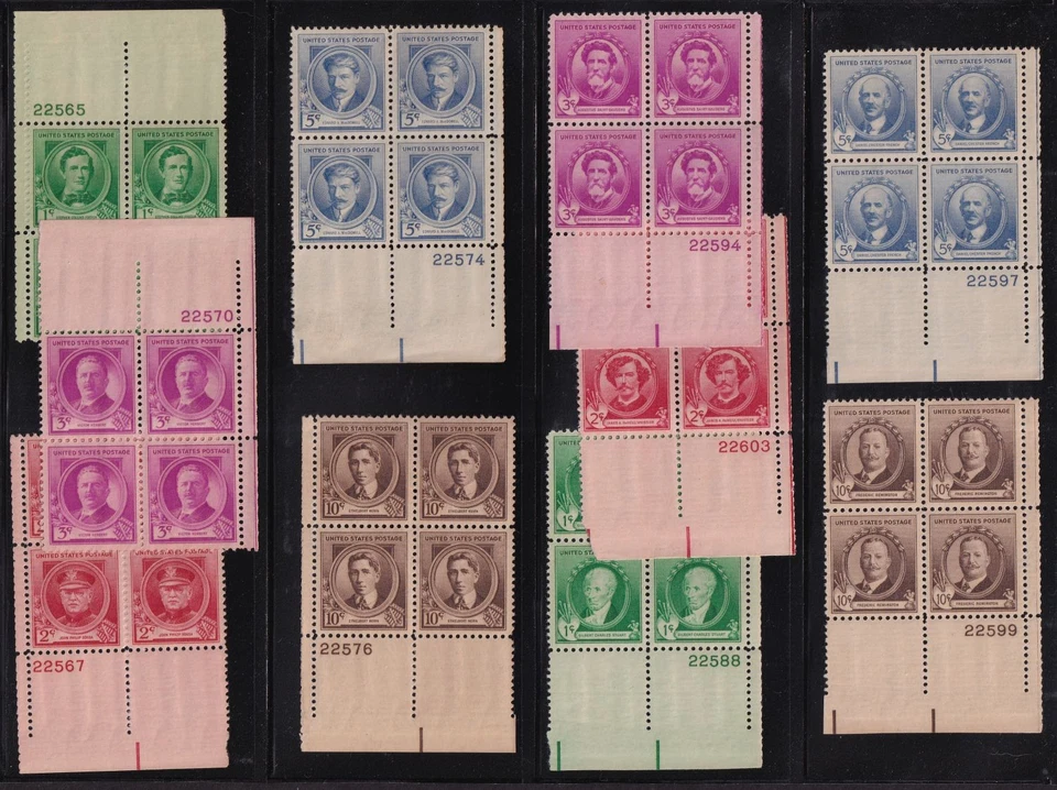 1940 Famous Americans Sc 859-93 premium MNH set 35 issues plate blocks (J3 - Image 4 of 4