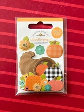 CORNUCOPIA Fall Thanksgiving Turkey Doodle-Pops 3D Stickers - Free Shipping