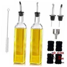 Olive Oil Dispenser Bottle, 2-Pack 500ml Glass Oil Dispenser for Kitchen with