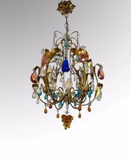 Venetian Toleware Multicoloured Murano Style Drops Vintage Ceiling light