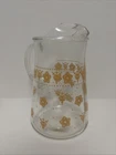 Vintage Pyrex Corning Butterfly Gold Milk Glass Pitcher with Ice Lip 70s