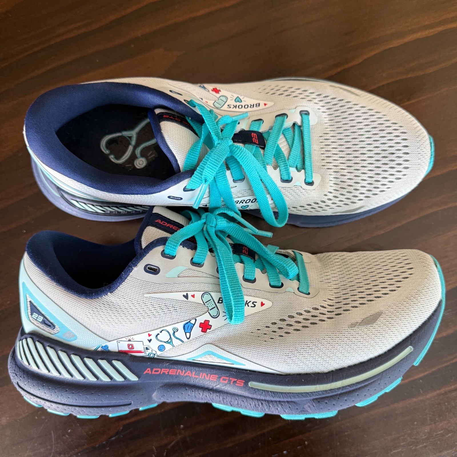 Size 9B - Brooks Adrenaline GTS 23 Women's Nursing Gray Running athletic Sneaker