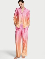 NWT Victoria  s Secret Satin Pajamas SZ XS PINK ORANGE OMBR 