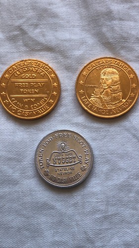Lot von 3 verschiedenen South Lake Tahoe Casino Token - 2 Caesar's Tahoe - Barney's - Bild 5 von 8