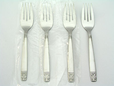 AZTEC - WM A ROGERS / ONEIDA - DINNER FORKS - STAINLESS (4) - BRAND NEW 