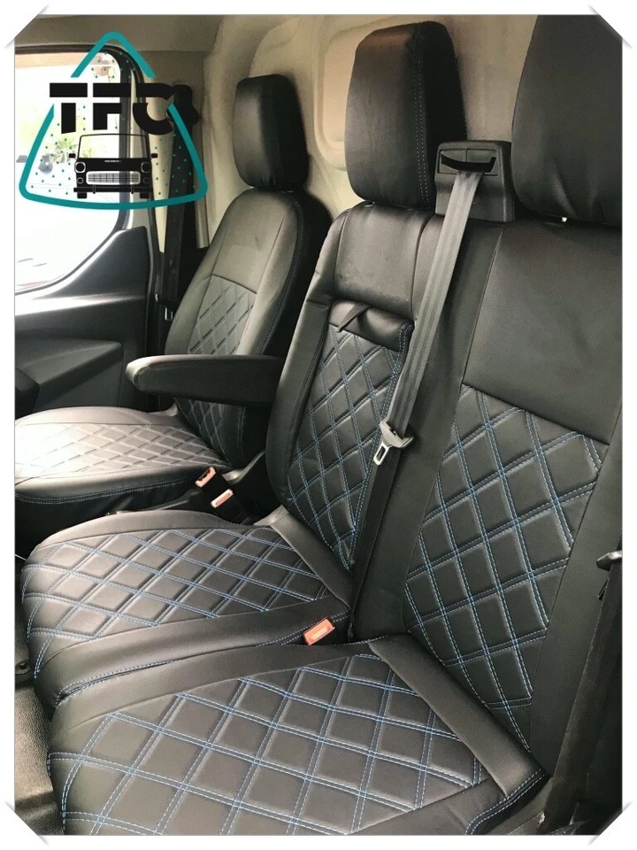 SEAT COVERS FOR FORD TRANSIT CUSTOM 2+1 FULL ECO LEATHER - Image 2 of 4