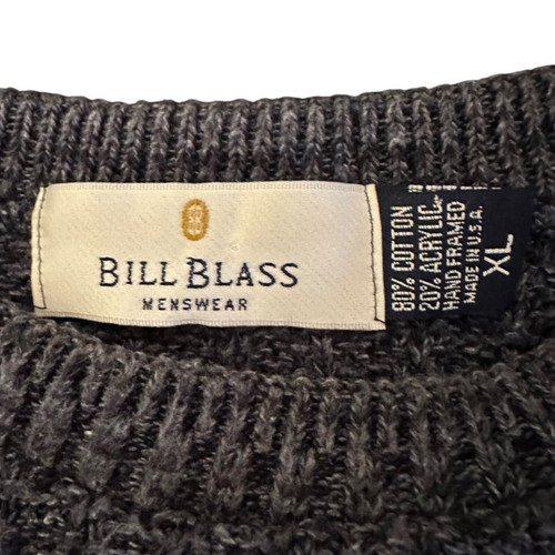 Bill Blass Fisherman Sweater Mens Chunky Knit Vintage Gray Blue XL USA Made Boxy - Picture 5 of 9