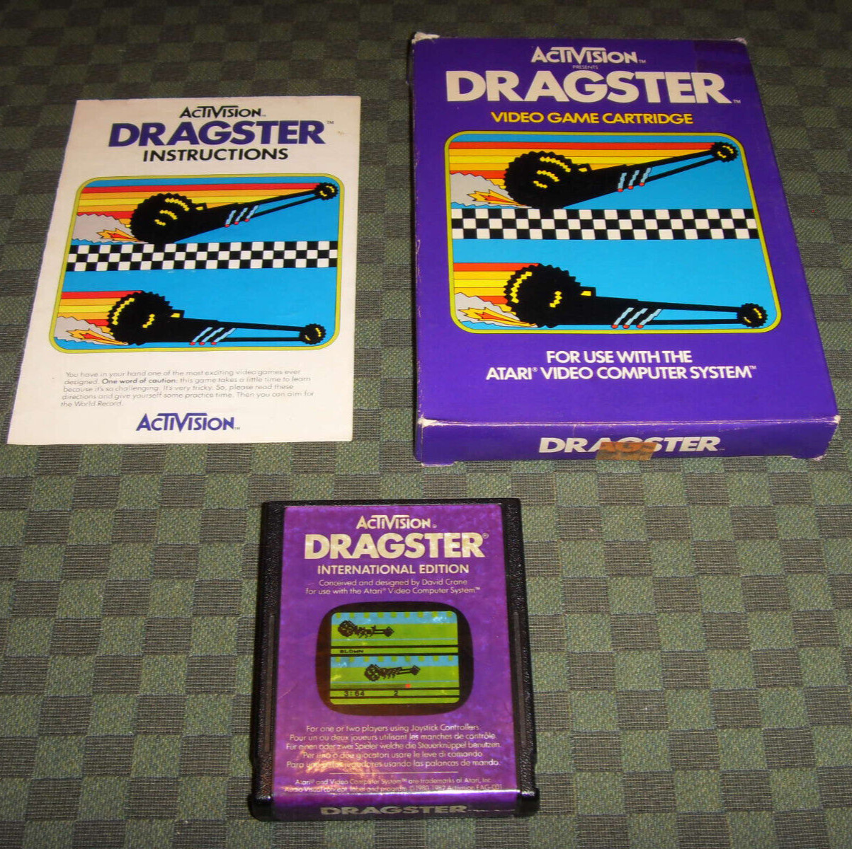 1st edition EO Atari 2600 DRAGSTER boite PAL cartouche couleur ACTIVISION