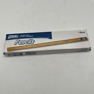 Vintage Quill Pencils 1 Dozen Unsharpened Wood Cased Eraser Tips School Office