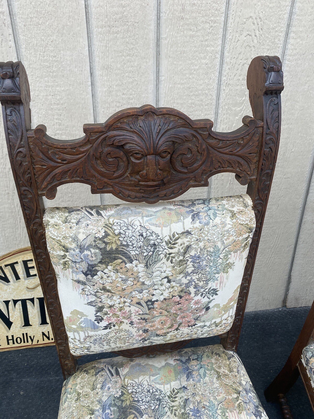 64661 Set Of 4 Carved Northwind Face Oak Victorian Dining Chairs eBay