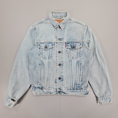 Levis Herren Jeansjacke Blau Small Distressed Trucker Vintage