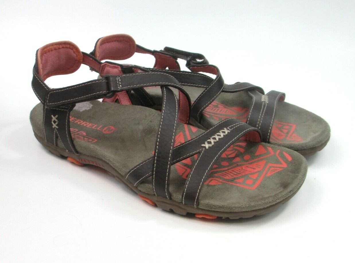 Merrell sandali comodi da donna sabbia rosa pelle marrone 6 US cacao corallo