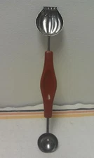 Vintage Melon Baller Scoop Kitchen Device Burgandy Reddish Handle