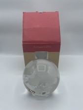 Crystal Glass World Globe Earth Paperweight Clear Etched Glass