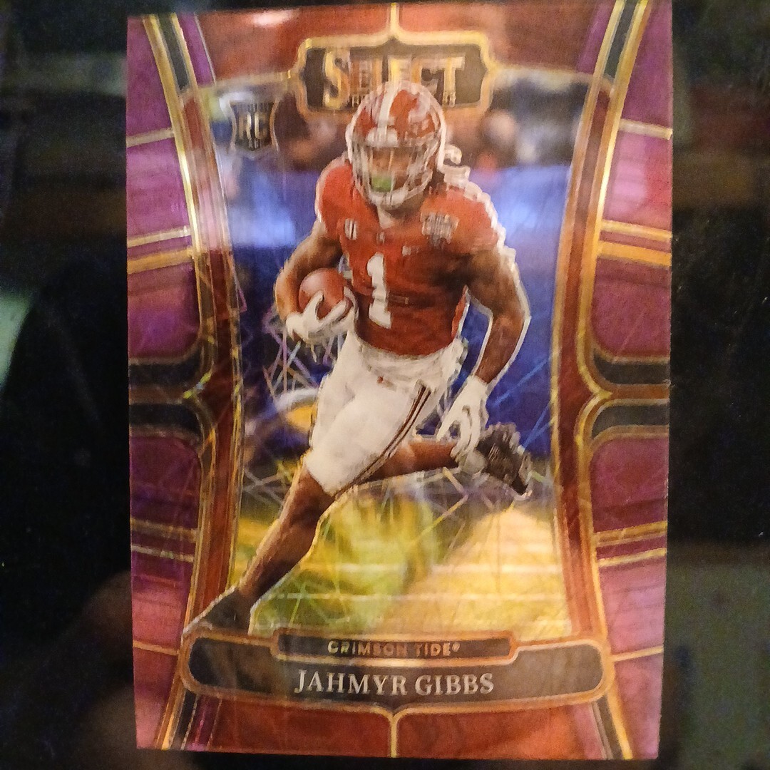 JAHMYR GIBBS  2023 Panini Select Draft Picks #10 Purple Lazer (RC) Crimson Tide