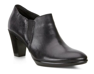 NIB ECCO Shape 55 Plateau Black Ankle Booties Boots Leather Sz 42 /US 11 