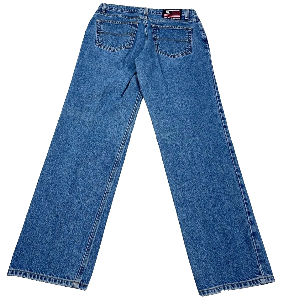 Jeans Ralph Lauren Vintage Mujer 8 31 Sueltos Sueltos Mamá Oscuro Med Lavado Bandera Parche Foto 2 de 4
