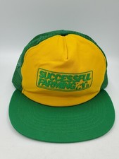 Vintage Successful Farming Yellow with Green Mesh Snapback Hat Cap USA Made