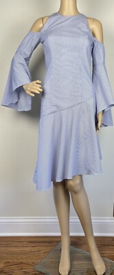 Scripted Womens XS Blue & White Striped Cold Shoulder Dress NWT