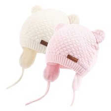 Kids Baby Hat Soft Warm Cable Knit Beanie Toddler Girl Fall Winter Hats White...