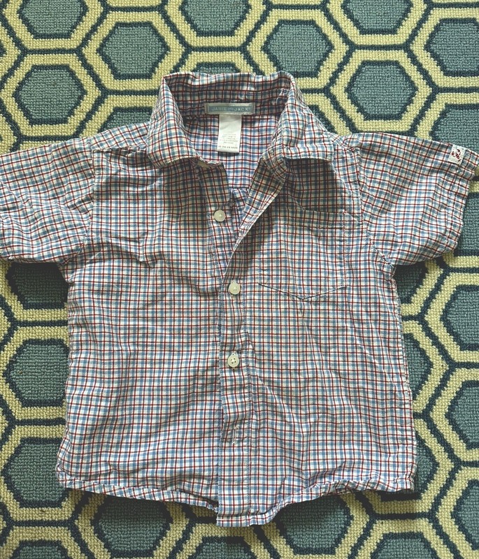 Janie And Jack Short Sleeved Plaid Button Down 18-24 Months Blue And Red 