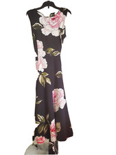 NWT Women's Calvin Klein Tie Waist Dress Black Pink Floral Small $129 4C473
