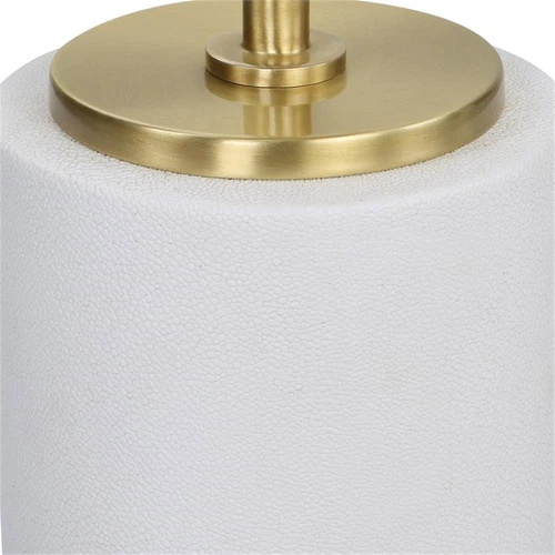 Uttermost Laurier Faux Shagreen Steel and Marble Drink Table in Brass and White - Picture 4 of 4