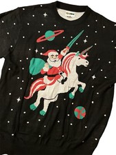 TIPSY ELVES SANTA UNICORN UGLY CHRISTMAS SWEATER Men's Size 3XL BLACK NWT