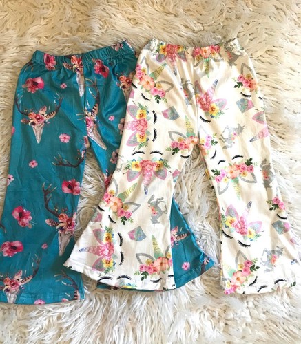 Girls Unicorn Pants Bell Bottoms | Toddler Unicorn Birthday Pants, Toddler BOHO - Picture 10 of 10