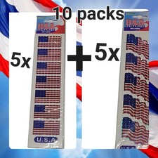 USA FLAG STICKERS - 10 PACKS 70 FLAG STICKERS  10 USA STICKERS WATERPROOF