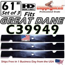 COPPERHEAD 3-PK 61" HEAVY DUTY GREAT DANE HIGH LIFT BLADES - C39949 -MADE IN USA