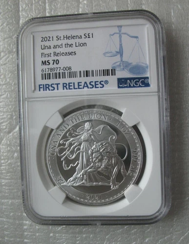 Una and The Lion St.Helena Pound 2021 Silver Coin NGC MS70 First Releases
