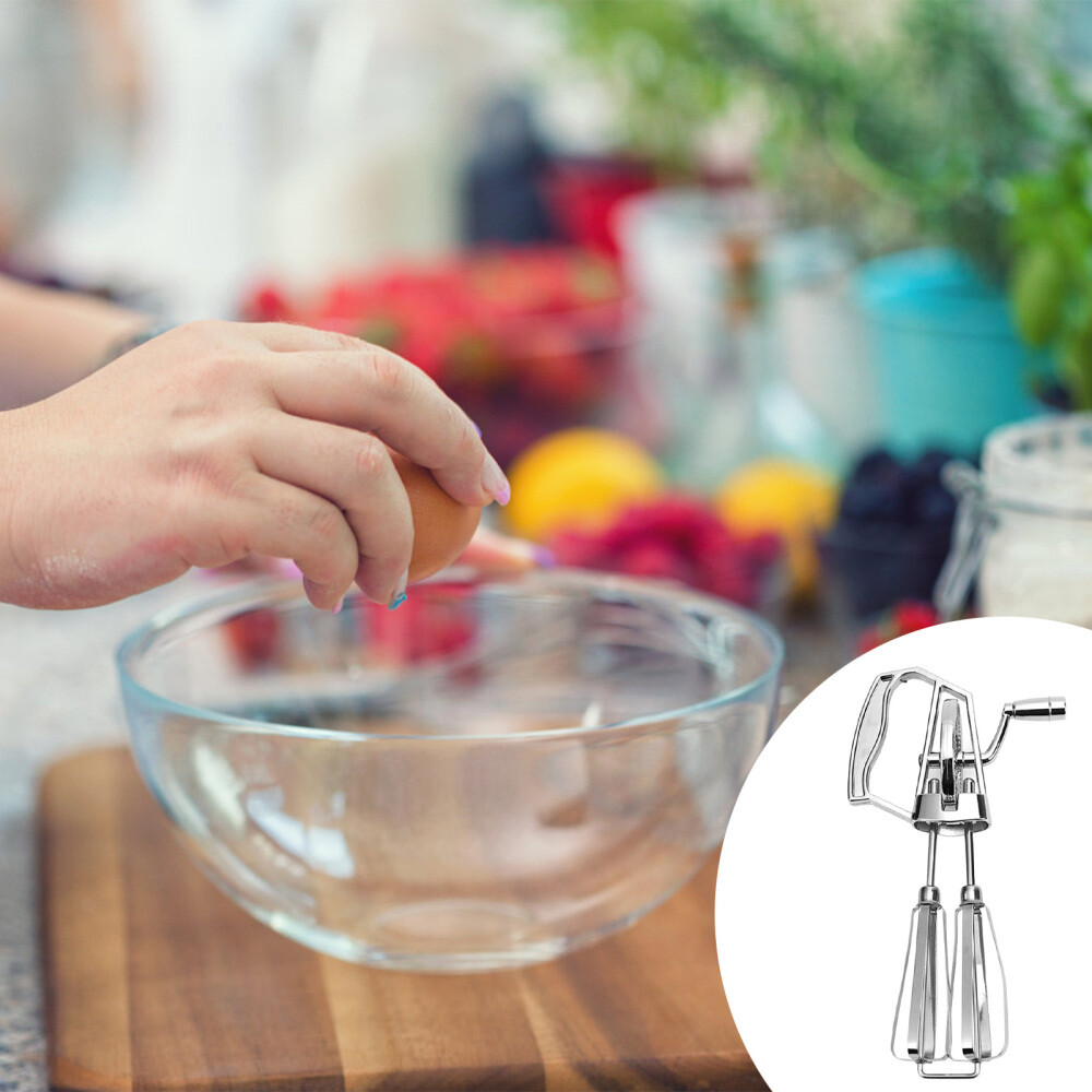 Egg Beater Manual Crank Hand Mixer Blender Stainless Steel Kitchen Tool