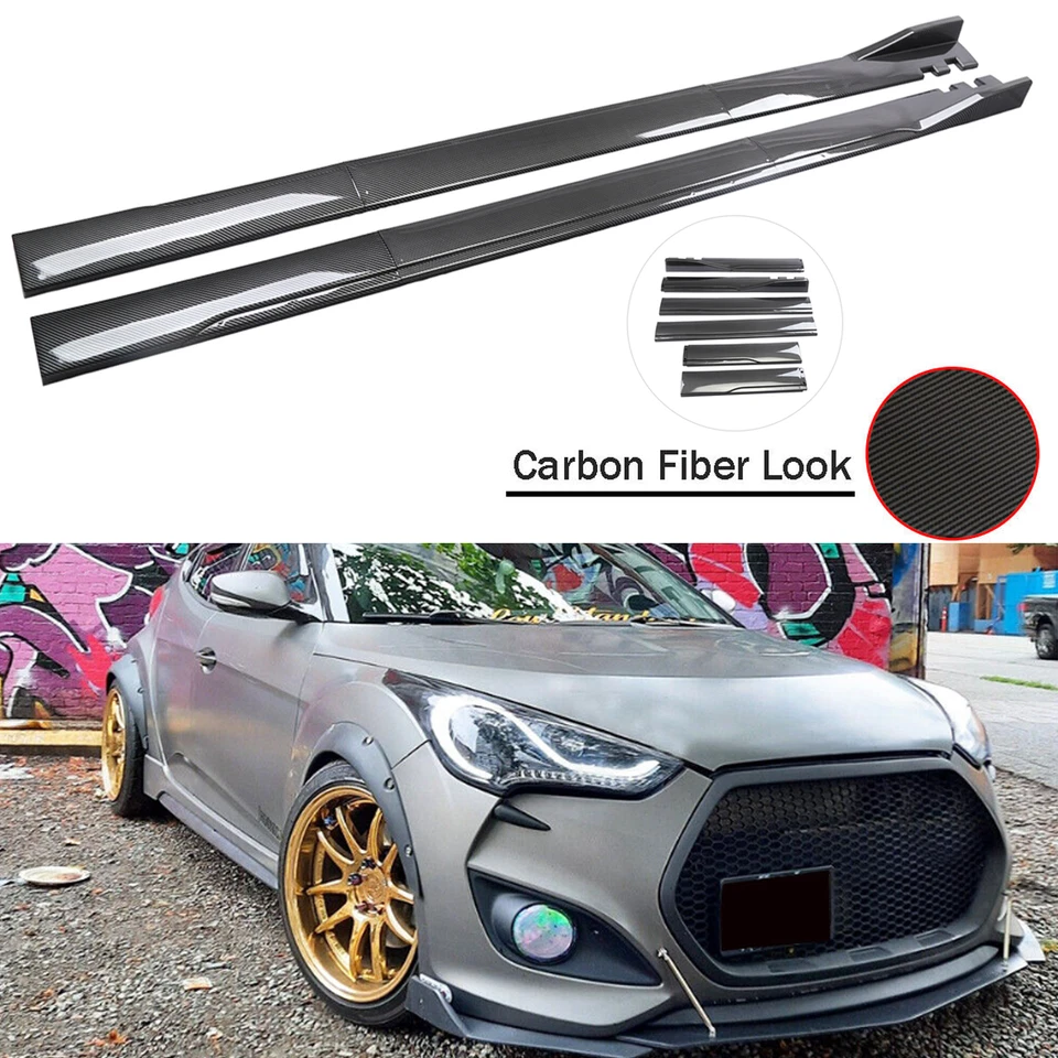 Carbon Fiber Side+Skirt Rocker /Panel Splitter Lip For Mercedes Benz W205 W204 Foto 2 de 4