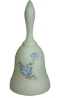 Vintage Fenton Satin Custard Uranium Glass Bell Hand Painted Signed J. Stevens