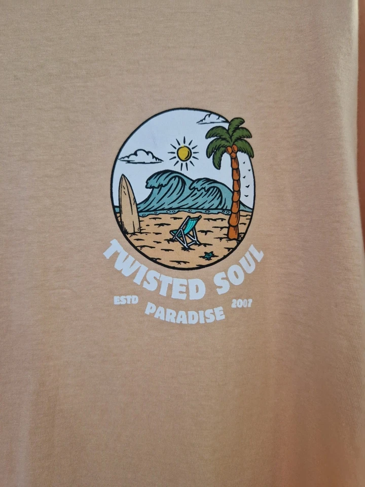 Twisted Souls Paradise T-Shirt Mens XXL Surfer Beach Haywain Palm Designer Top - Image 3 of 4