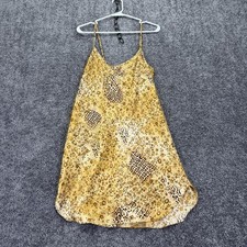 Secret Treasures Gown Womens L Yellow Satin Floral Chemise Sleepwear Nightgown