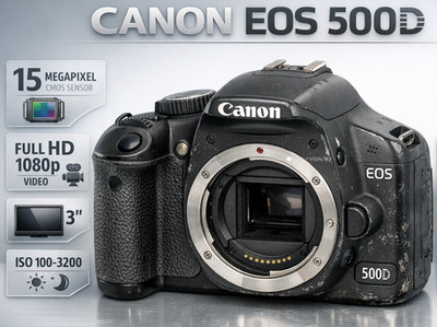 Canon EOS 500D  Digitalkamera 15MP Foto Kamera Camera Only Body Gehäuse