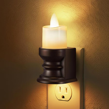 Flickering Flameless Candle Night Light Plug In, Dimmable LED Nightlight with Du