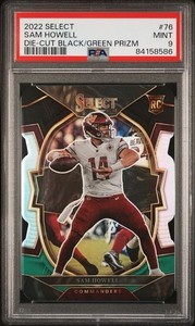 2022 Panini Select Concourse SAM HOWELL 76 Black Green Prizm Die-Cut (RC) PSA 10