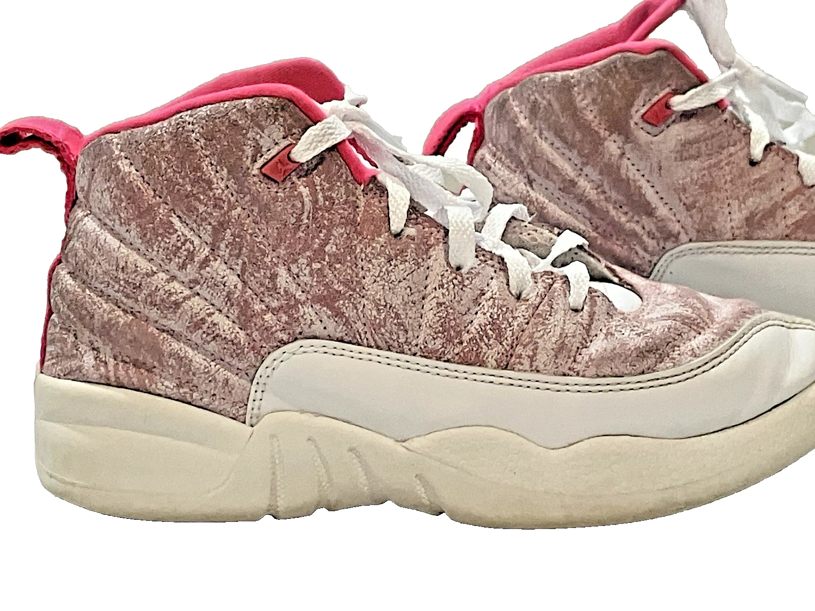 Scarpe da basket Nike Air Jordan 12 retrò rosa bianco 510816 101 bambini taglia 2 anni W3