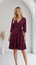 Leota Womens Faux Wrap Dress Size 1X Magenta Print Summer Luxe Party Event $148
