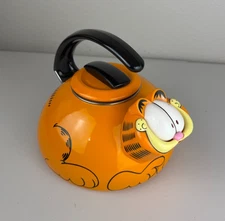1980s Garfield Cat Whistling Metal Teapot Tea Kettle Enamel Reston-Lloyd Paws