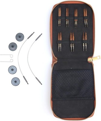 Knitting Needle Set - Mini Interchangeable Needles, 2 25cm Cables, End Caps,